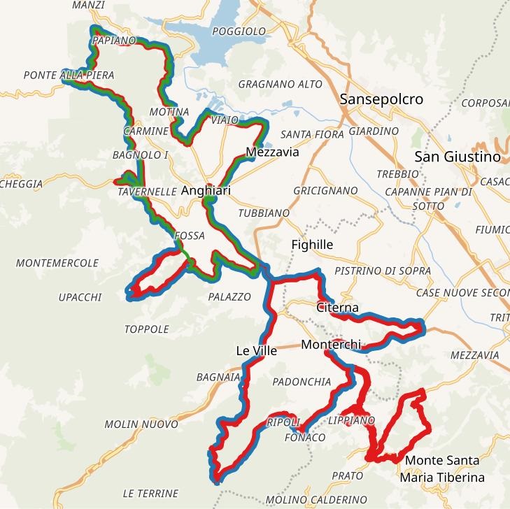 Mappa percorsi Ciclostorica L’Intrepida Anghiari Mappa percorsi Ciclostorica L'Intrepida Anghiari
